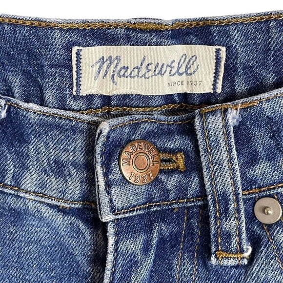 Madewell Slim Boyjean Distressed Distroyed‎ Blue Whiskering Size 25 - Picture 3 of 7
